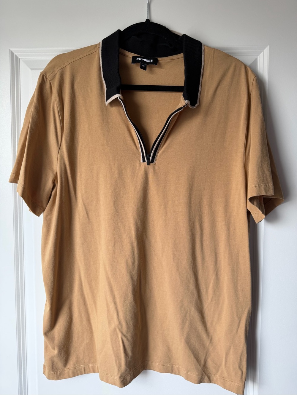Express Men's Camel Polo with Black Contrast Collar